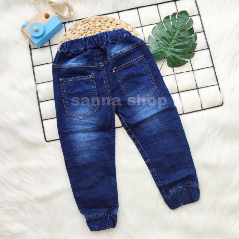 Celana panjang jeans jogger anak laki laki streach , bawahan denim anak rider