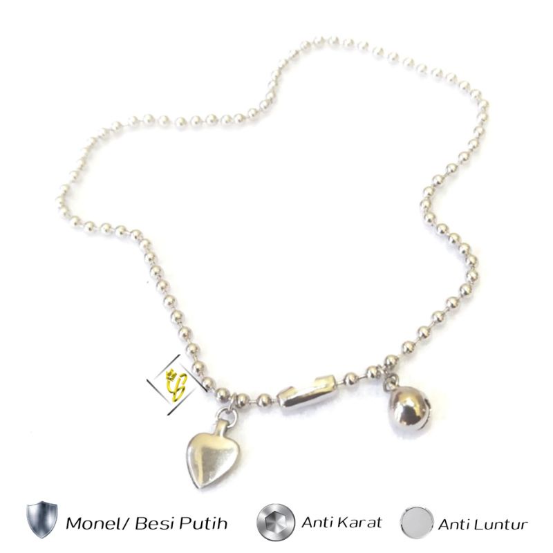 Gelang Tangan Kaki Anak Bayi Monel Asli Anti Karat Silver Perak Besi Putih