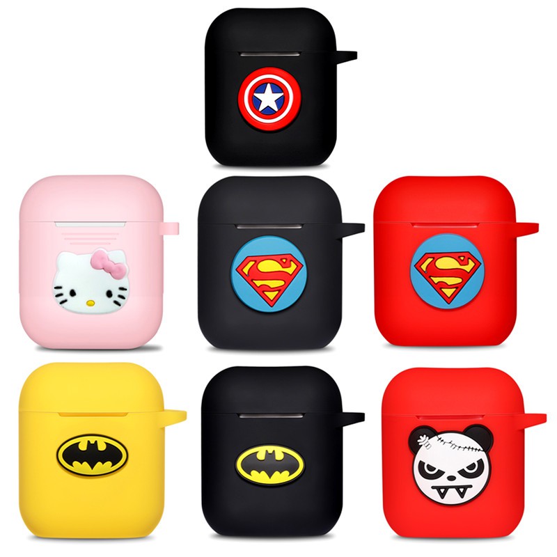 Soft Case Cover Silikon Motif Kartun Marvel untuk Apple airpods