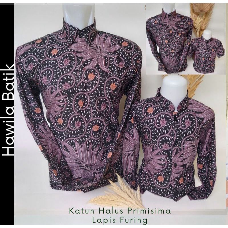 Couple Batik Ayah Anak Lapis Furing Warna Lilac