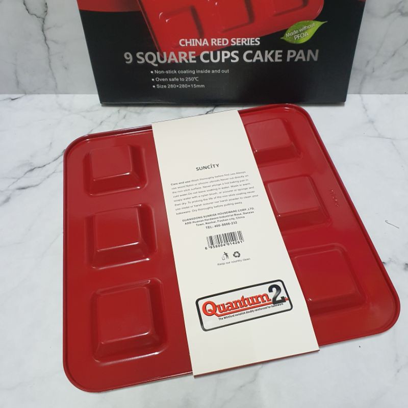 suncity Red square 9 cups cake pan / baking pan / loyang kue cookies