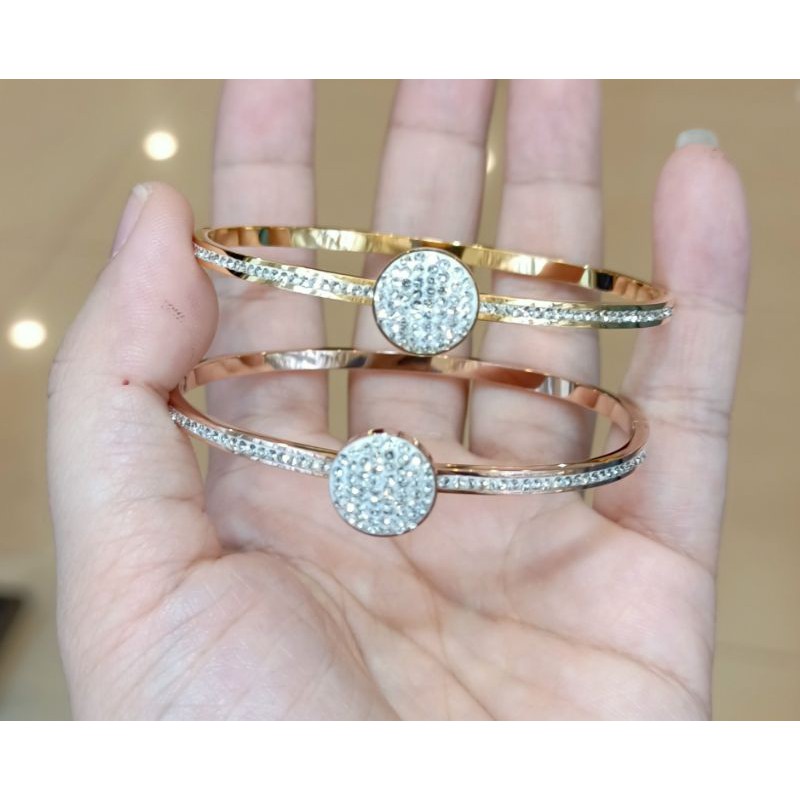 Gelang Titanium Permata Bulat Putih