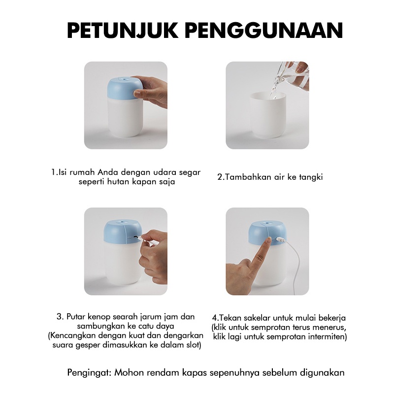 300ml Air Aroma Mini Humidifier / Aromatherapy Purifier Diffuser/Portable Pelembab / Penjernih Udara Free 1 Oil Essential-8