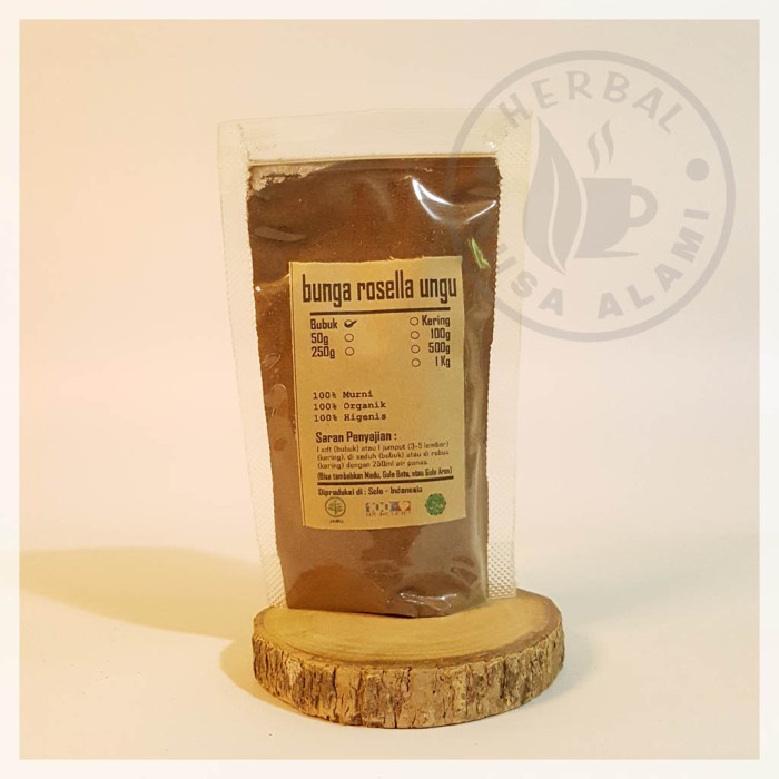 

BUNGA ROSELLA UNGU BUBUK | MURNI PREMIUM | Hibiscus Sabdariffah 100g