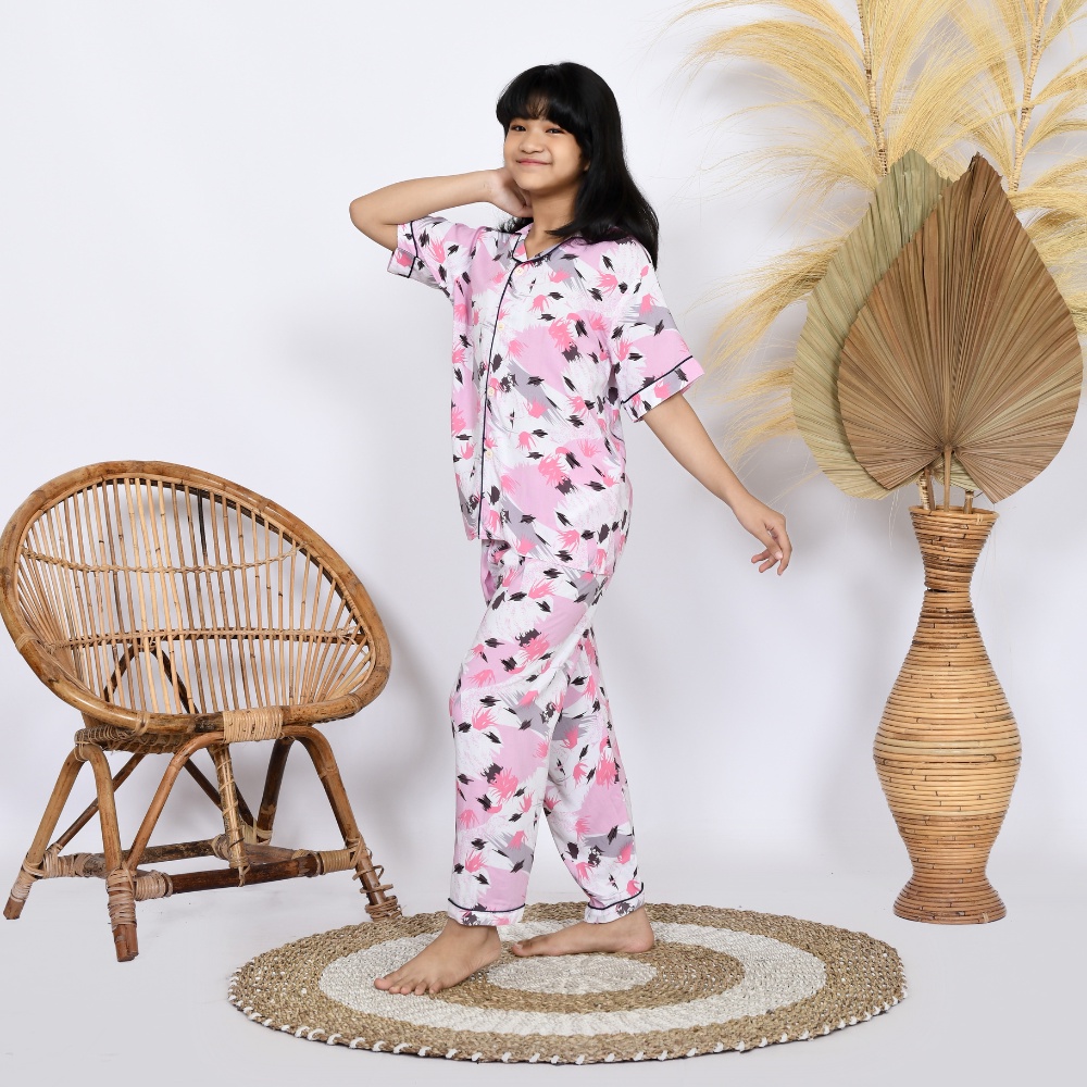 Nyenyak Piyama Anak Perempuan 8 - 12 Tahun ( Junior Edition ) Bahan Rayon / Setelan Baju Tidur Rayon anak Perempuan