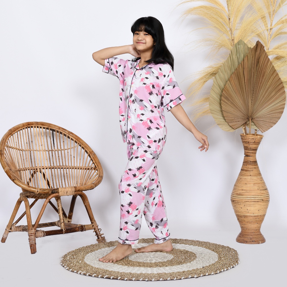 Nyenyak Piyama Anak Rayon 8 - 10 Tahun / Setelan Baju Tidur Rayon anak Perempuan