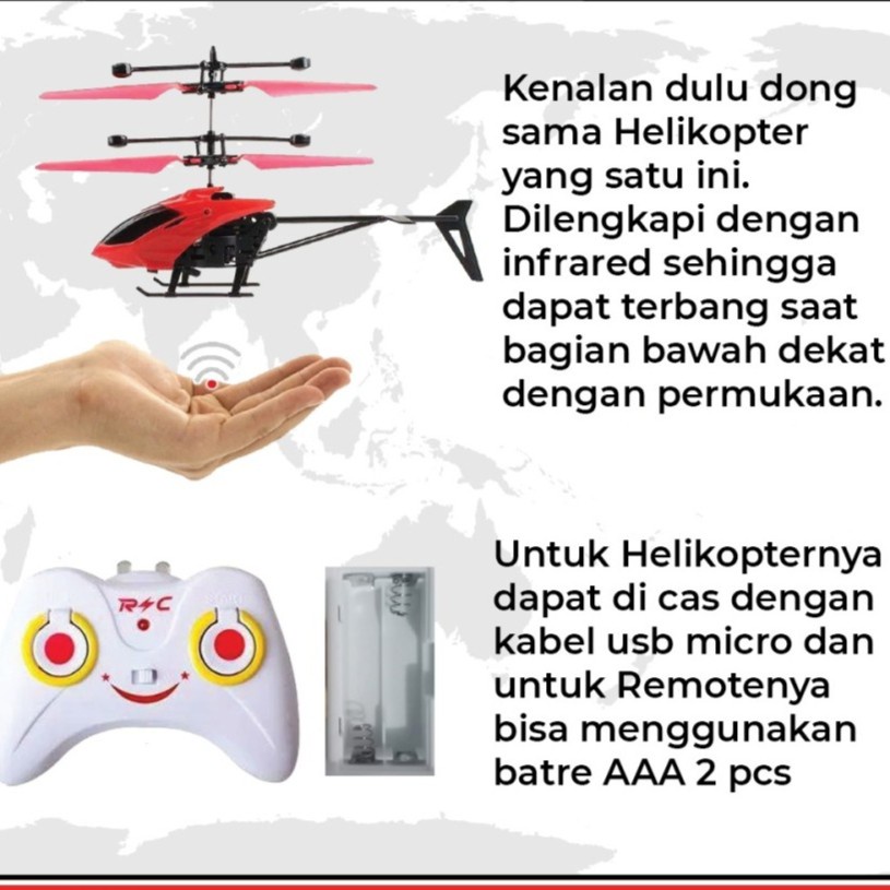 Flying Helicopter Mainan Helikopter Terbang RC Remote Control Sensor