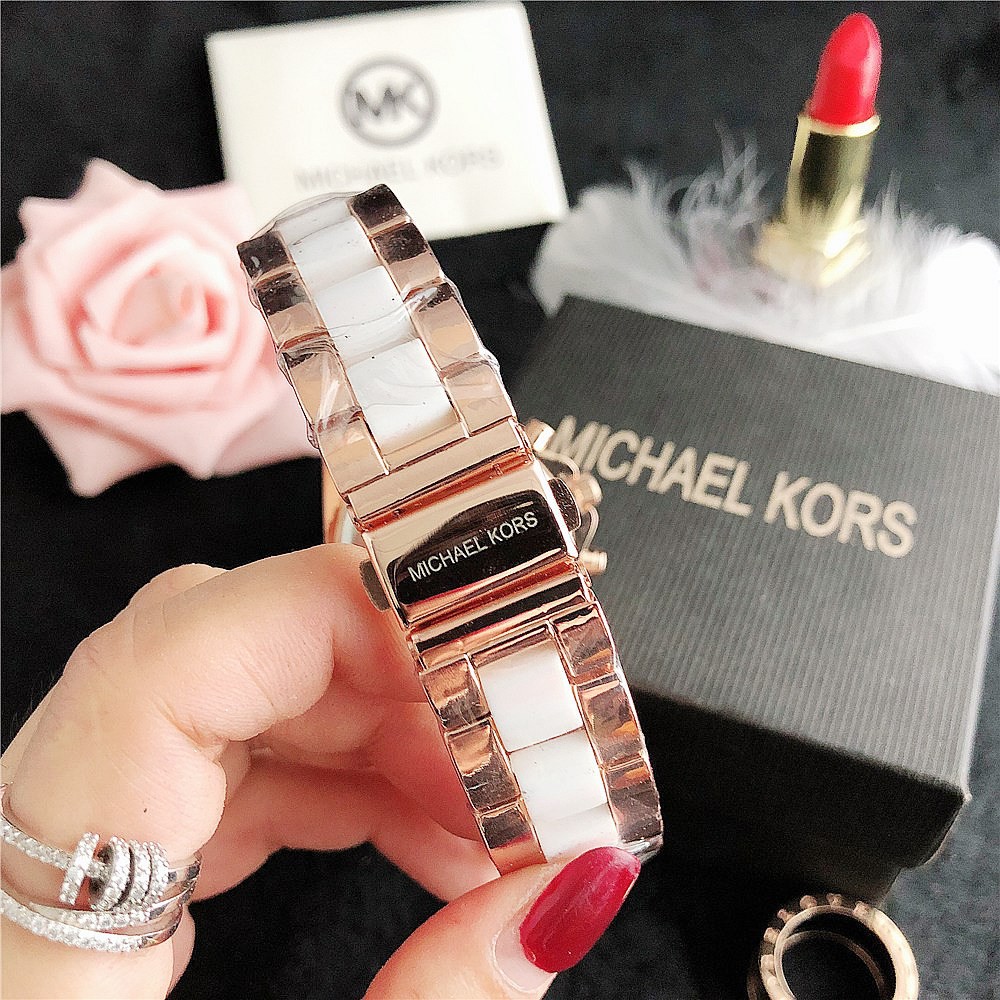 Michael Kors Jam Tangan Wanita MK Ceramic Strap Jam Tangan Quartz Bisnis Fashion Tiktok Hot-3