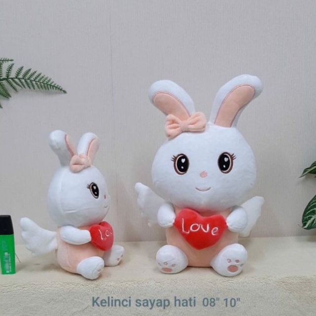 Boneka Kelinci Sayap Hati Size 8&quot;/25cm/boneka animal/boneka rabbit/boneka anak lucu