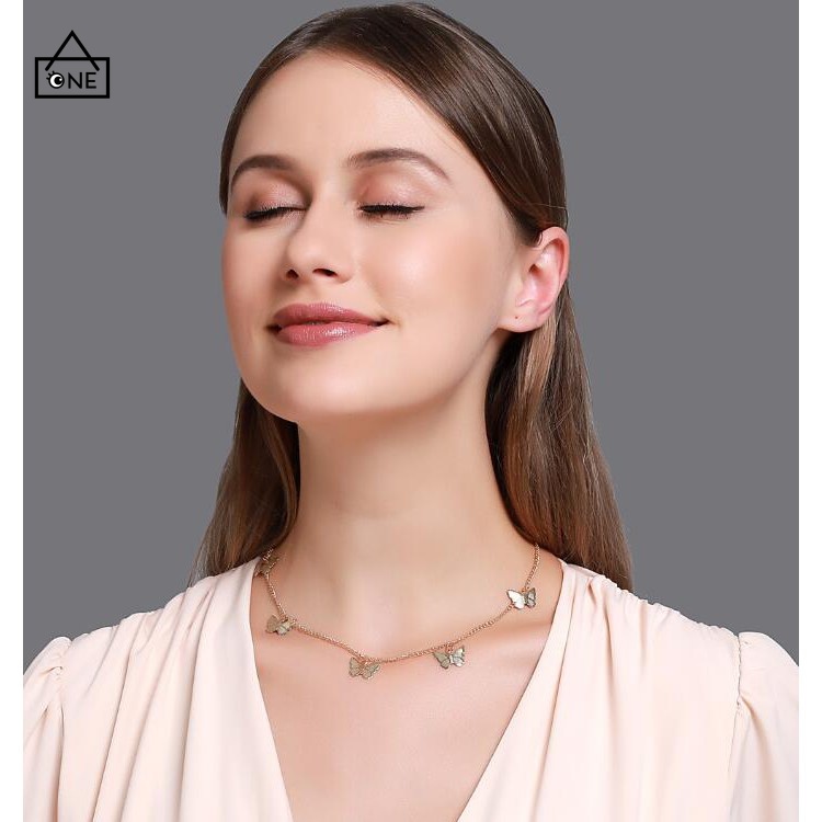 COD❤Kalung Liontin Kupu Anti Karat Rantai Klavikula Logam Kalung Geometris Fashion A one