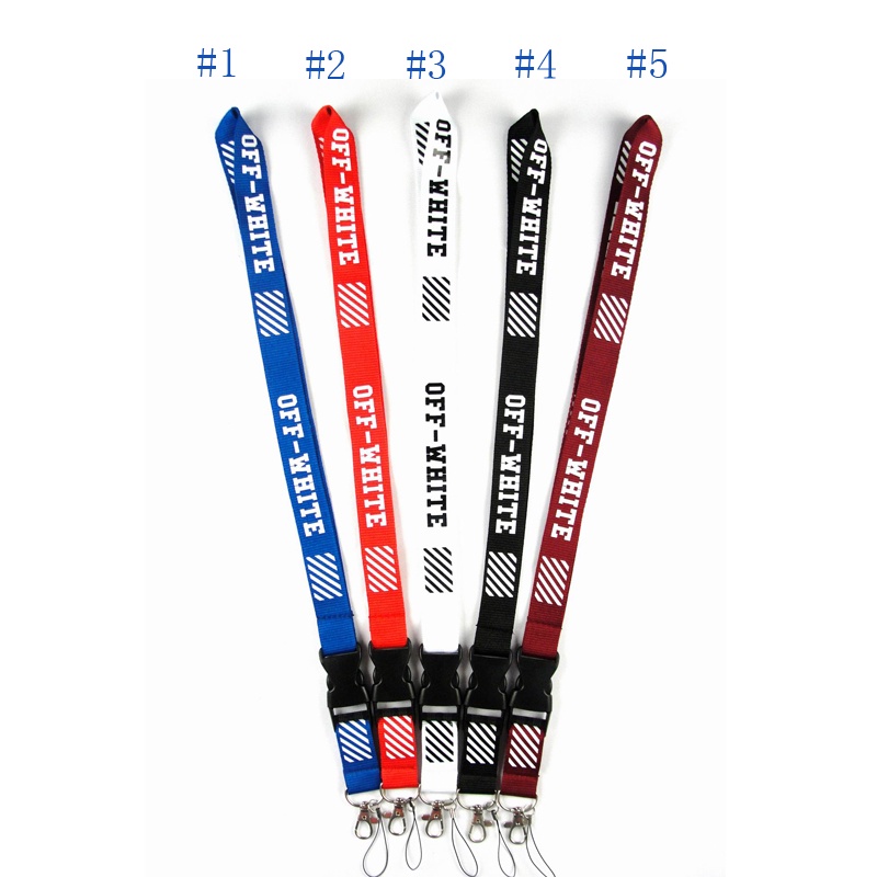 Off-WhitePutih pucat tali lanyard Tali Kamera Tali Ponsel Merek Lanyard Untuk Gantungan Kunci Sling Gantungan Kunci Pemegang ID Card Anti Hilang