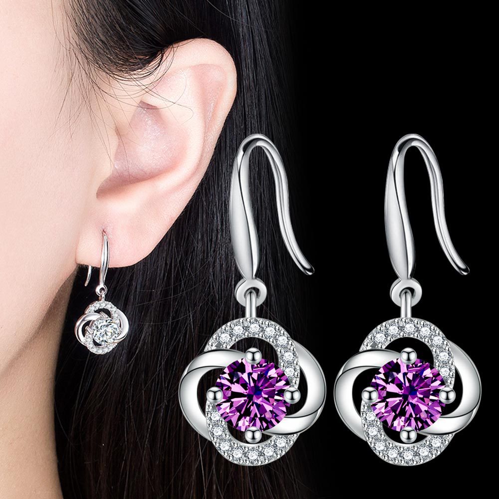 Anting Perak 925 Wanita Semanggi Berdaun Empat Perhiasan Fashion EH00023