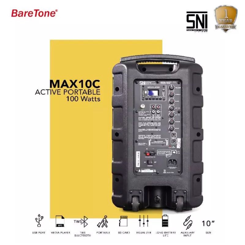 SPEAKER PORTABLE BARETONE MAX10C SPEAKER MEETING 10 INCH ORIGINAL