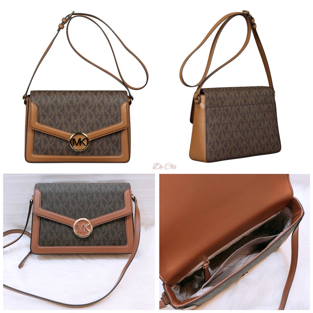 Tas MK Jessie Medium Shoulder Bag sign brown acorn sz 27x20x8.5cm