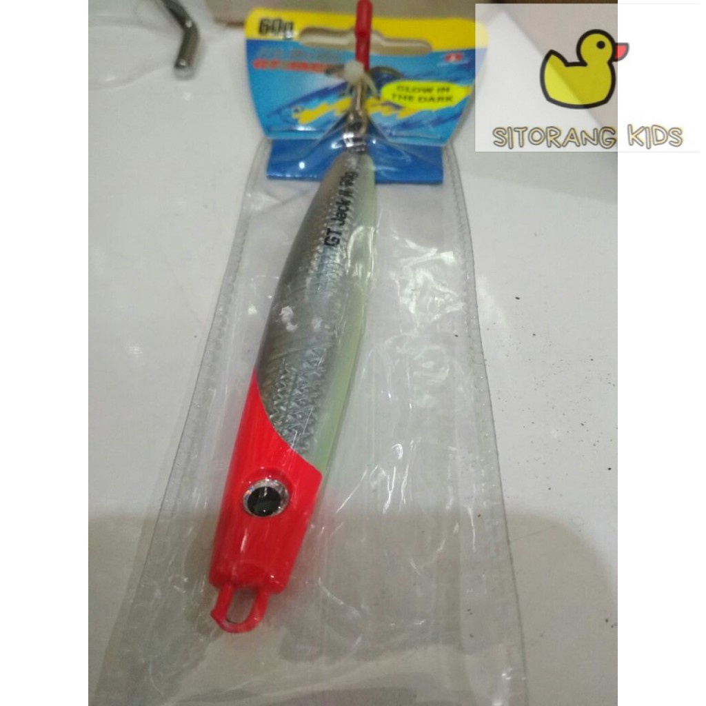 [Promo] Umpan Metal Jig 60 Gram Glow In The Dark Sudah Ada Kail / Hooksnya