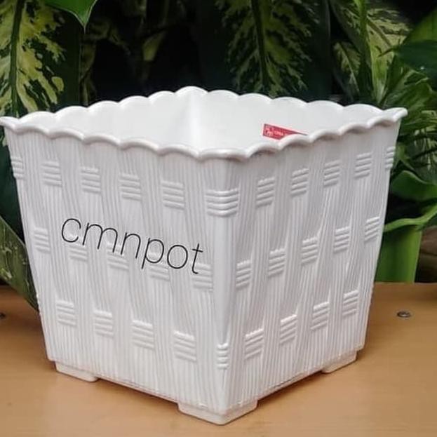 Serba murah Pot Kotak Segi Motif Rotan 30 Putih C900 Serba murah Pot Kotak Segi Motif Rotan 30 Putih C900