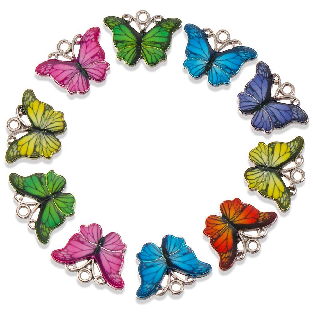 R-flower 10PCS Butterfly Pendant Fashion DIY Aksesoris Handmade Kalung Anting Crafting