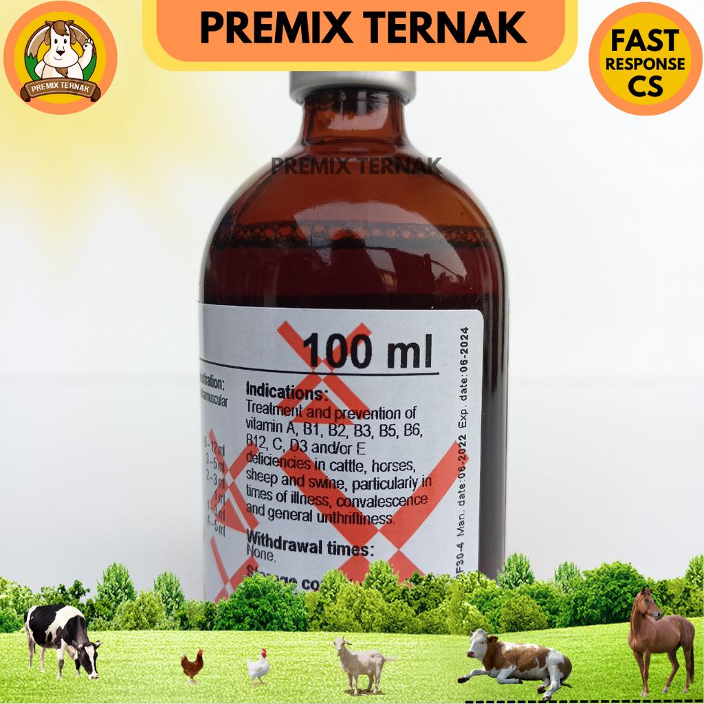 MULTIVIT INJ 100 ml - Multivitamin inject lengkap untuk hewan kuda sapi kambing babi - like Injectamin