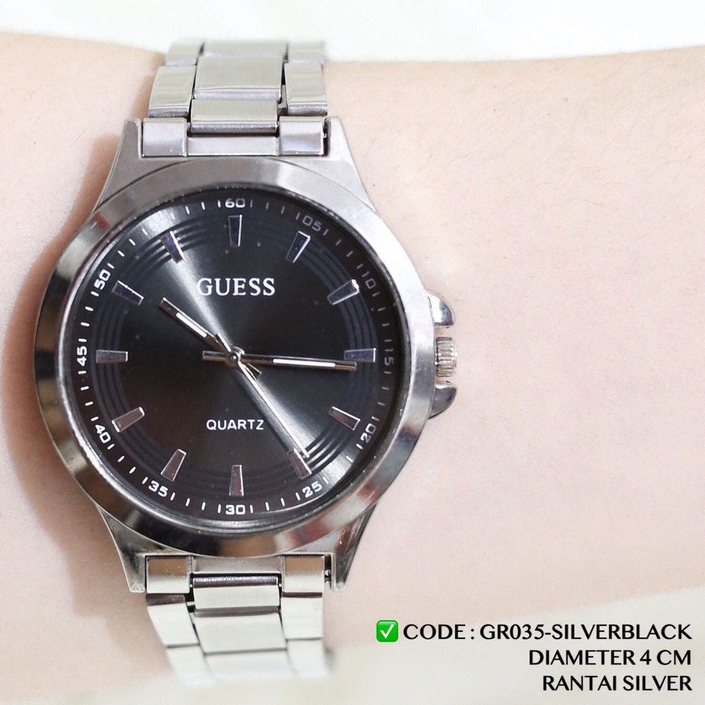 Jam tangan COUPLE rantai murah pria dan wanita warna silver dan hitam harga GROSIR GR035