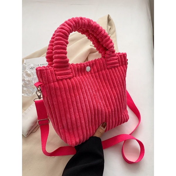 Shein Corduroy Tote Crossbody Bag Tote bag wanita tas wanita tas import