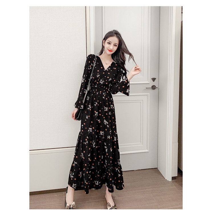 DRESS MAXI CASUAL Lengan panjang FD069-5