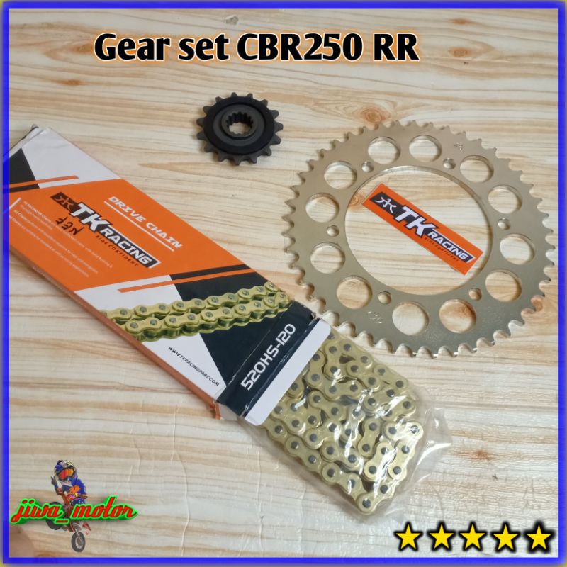 gear set CBR 250 RR TK racing rantai gold 520HS original