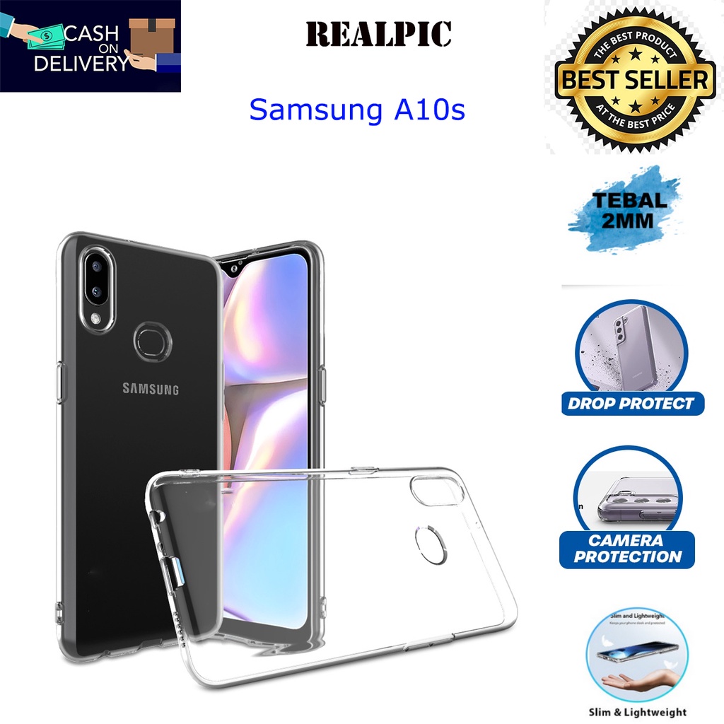 Case Samsung Galaxy A10s Casing Clear HD KETEBALAN 2MM BENING TRANSPARAN TPU Premium Softcase