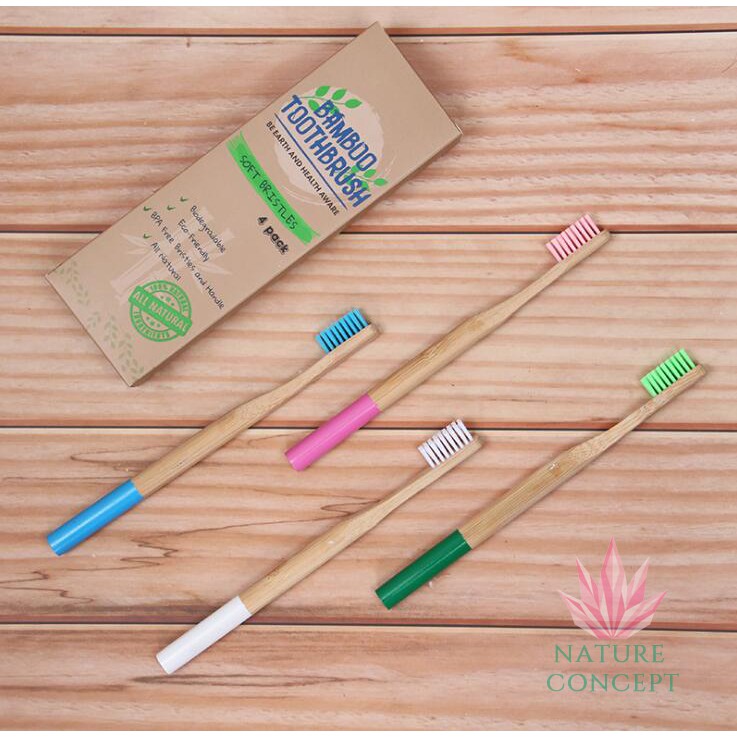 Bamboo Toothbrush Sikat Gigi Bambu - per SET isi 4 pcs