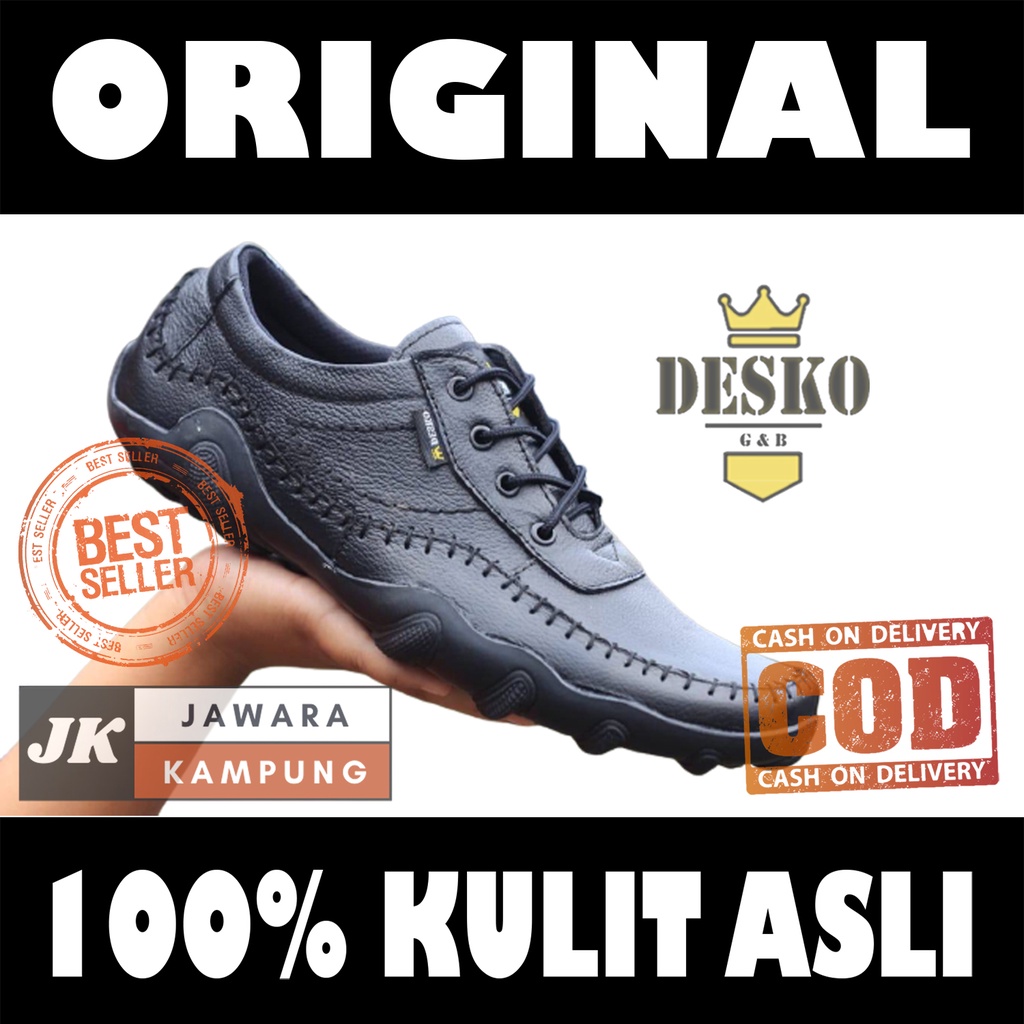 Sepatu Kerja Pria Kulit Asli Crocodile Model Samak Hitam Santai Kasual Semi Formal Pantofel Sepatu P