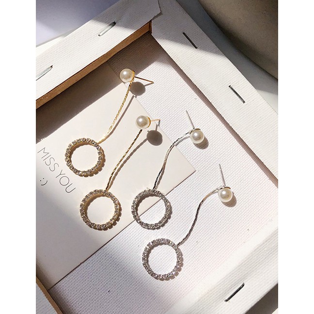 LRC Anting Tusuk Fashion Diamond Circle Tassel Earrings F6209x