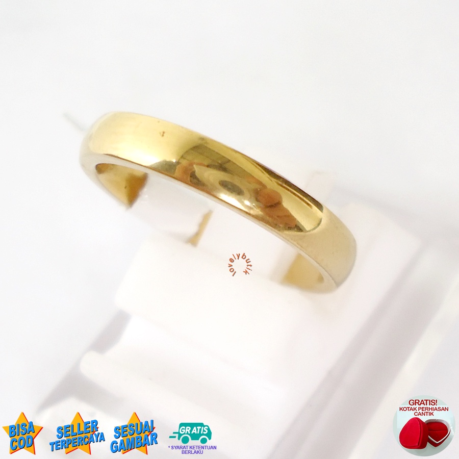 Lovelybutik Cincin Couple Tunangan Titanium Antikarat Anemone Cincin Titanium Wanita Pria Bonus Kotak Perhiasan