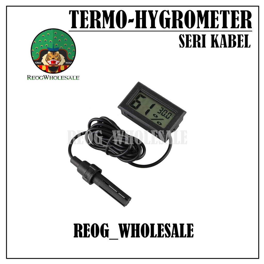 Termometer Hygrometer Termohygrometer Pengukur Suhu dan Kelembaban Ruangan Dgan Sensor Kabel 1 Meter