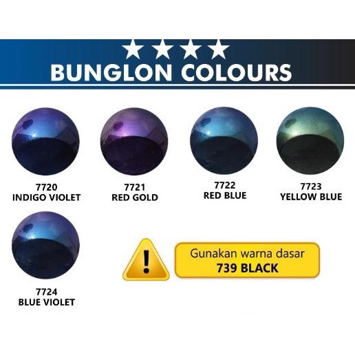 Paket Bunglon indigo violet blue violet red gold 7720 7724 7721 7722 Colours Sapporo Pilok 3 kaleng