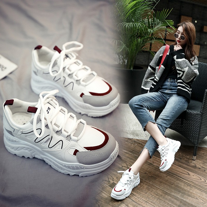 sepatu kets peningkat tinggi platform wanita