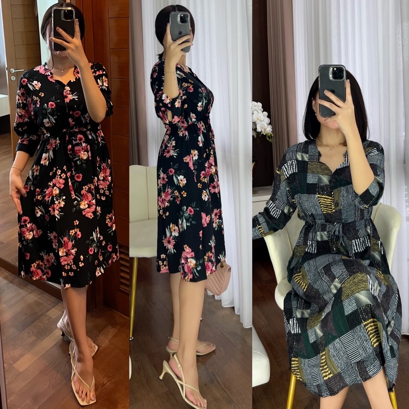 KOREAN DRESS BAJU HOMEWARE DRESS MAXI BUSUI FRIENDLY DASTER SERUT PAKAIAN KOREA RAYON PREMIUM