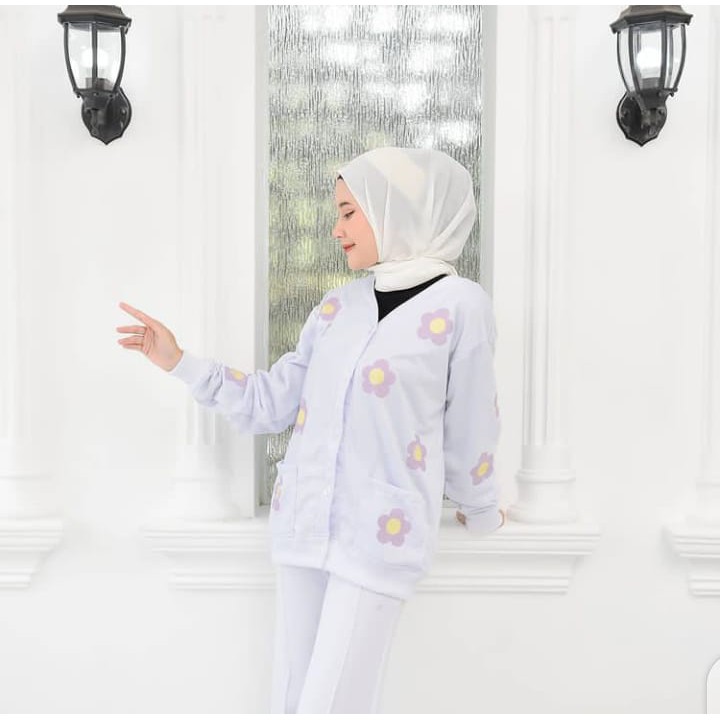 Sweater Wanita Grosir - Purple Flower Outher