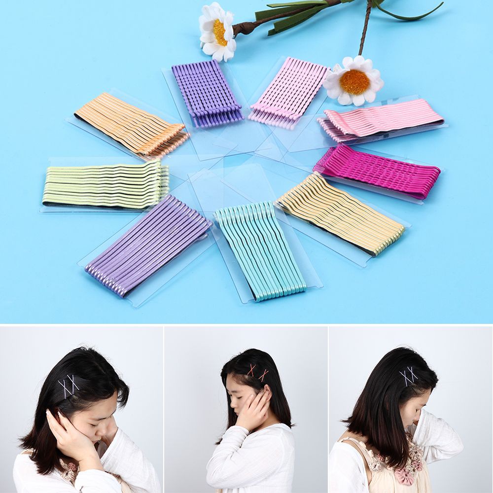 14Pcs Jepit Rambut  Bentuk Gelombang  Warna Permen untuk 