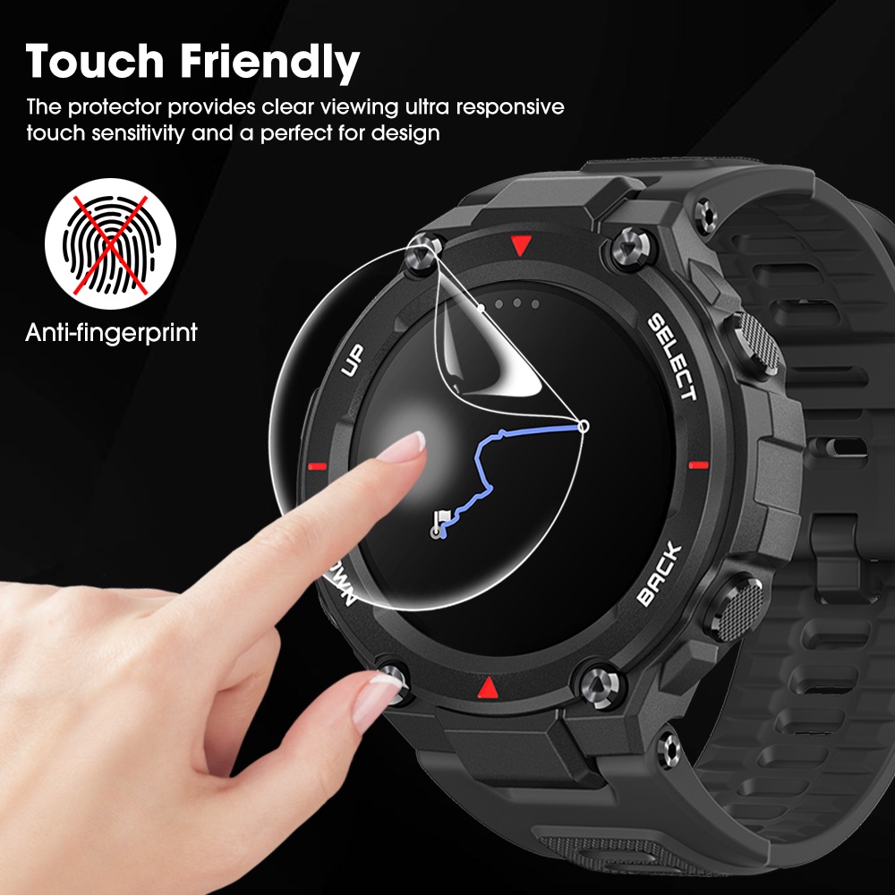 Film Pelindung Layar TPU Hydrogel Full Curved HD Bening Flexible Anti Gores Shockproof Untuk Smartwatch Amazfit T-Rex