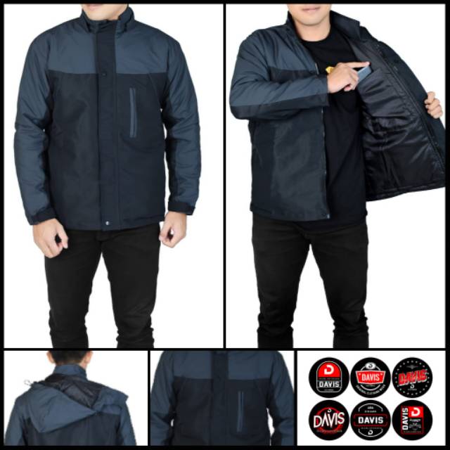 Jaket Gunung Pria Jaket Outdoor Tebal Abu-Hitam  Merah-hitam Biru-Hitam