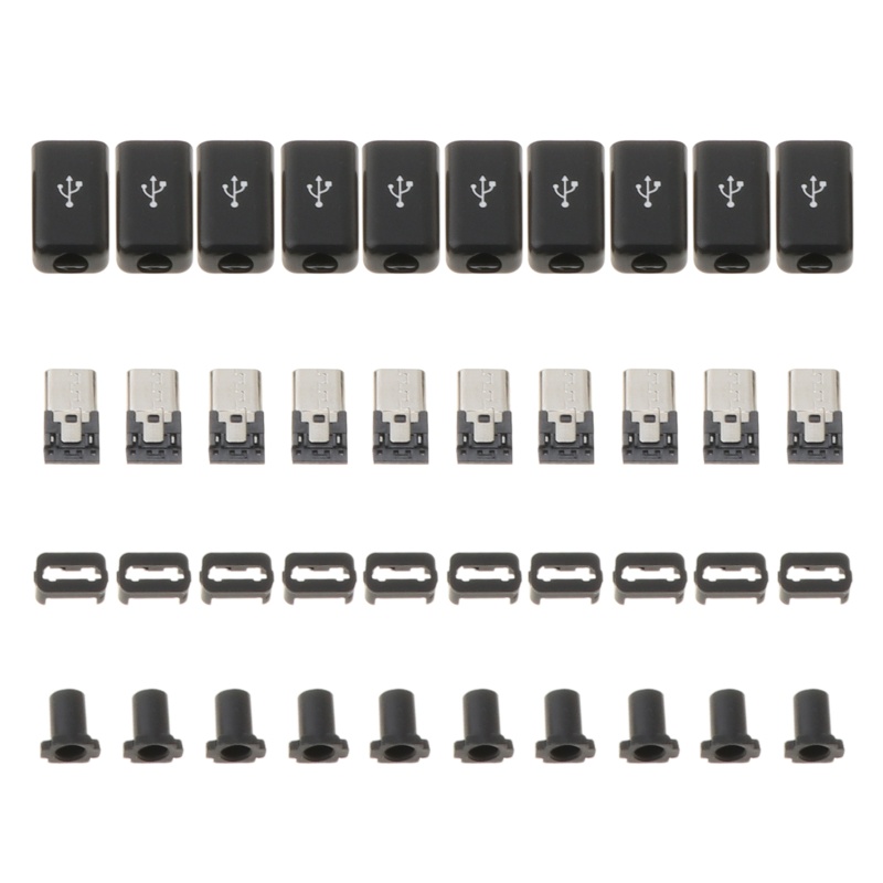 Bt 10set Konektor Colokan Micro USB Welding Type Male 5pin Untuk w/Penutup Plastik4I