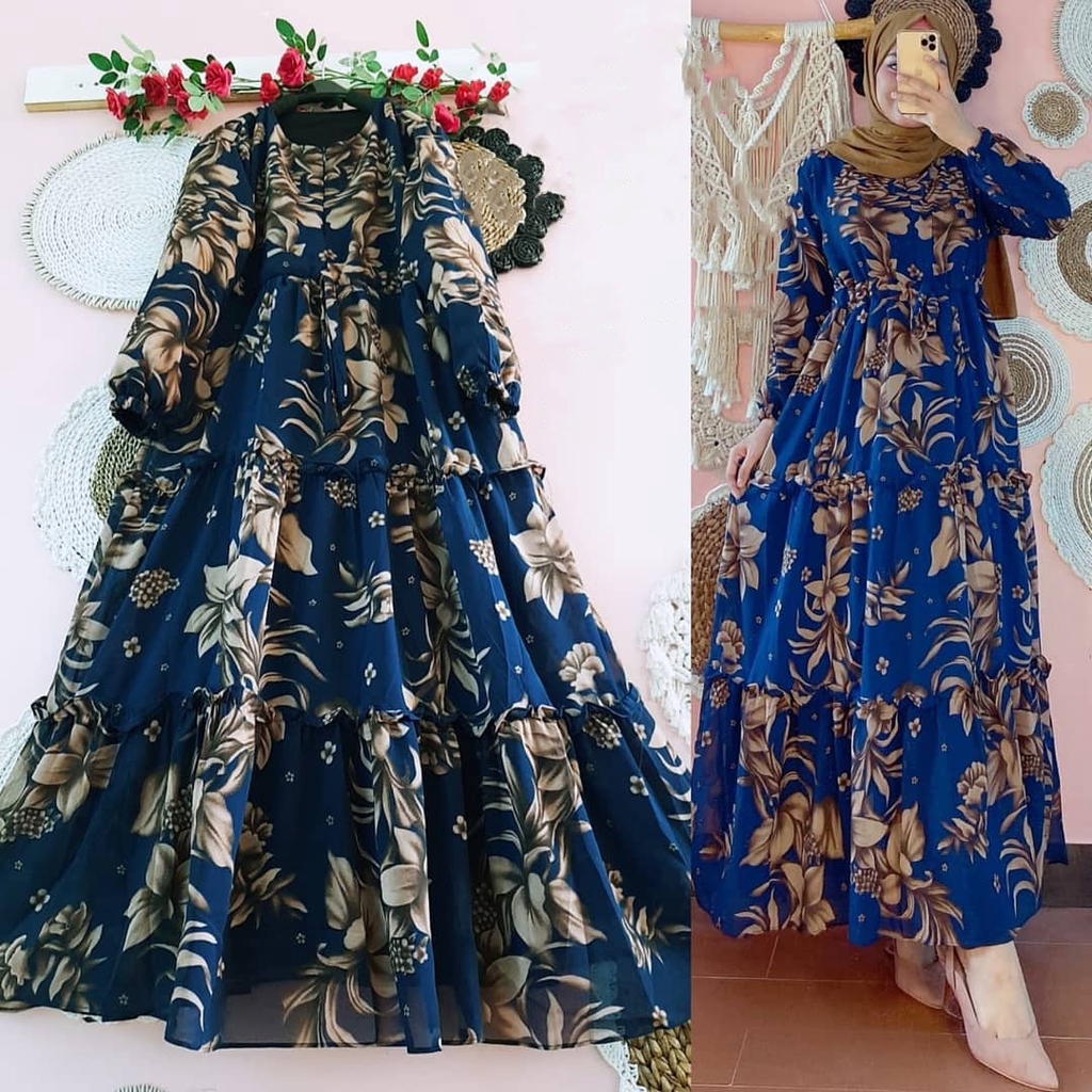 Gamis Syari Modern Terbaru Riri Maxy Dress Muslim Homey Gamis Katun Monalisa