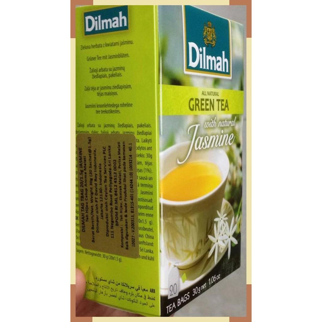 

Dilmah all natural green tea with natural jasmine 20 sachet 30 gram