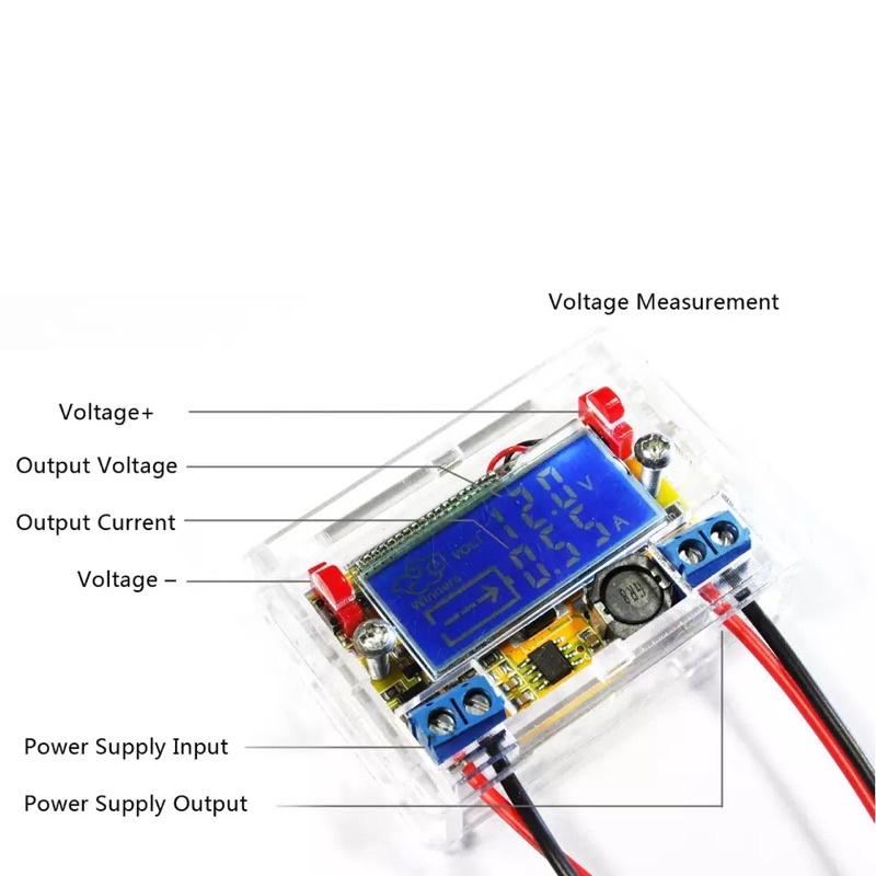 Step Down 5-23V untuk 0-16.5V 3A Tegangan LCD Regulator + Case Adjustable Power Supply Modul DC-DC