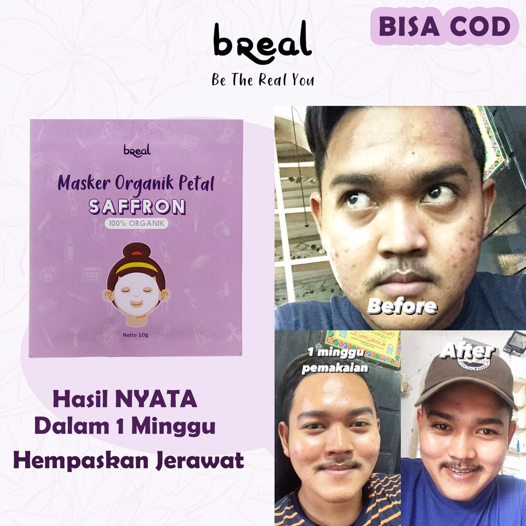 Masker Jerawat dan Bekas Jerawat Auto Glowing Masker Organik Saffron Safron Organic BREAL BPOM