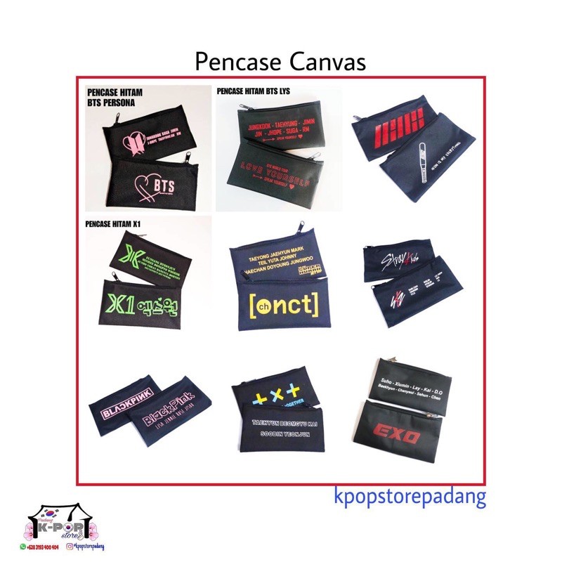 

PENCASE KANVAS EXO BTS NCT TXT X1 IKON BLACKPINK
