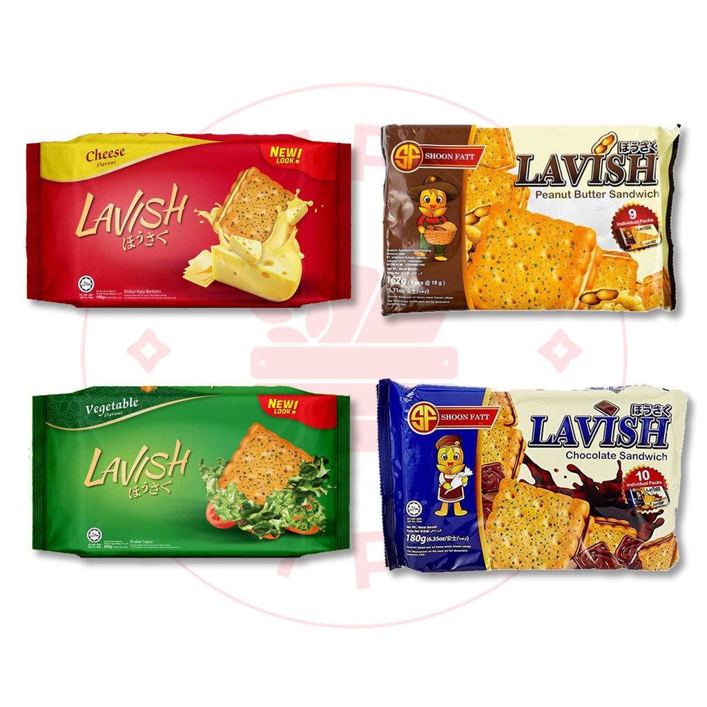 SHOON FATT - SEMUA VARIAN LAVISH SANDWICH/CRACKERS - 180 GR (CHOCOLATE/ VEGETABLE/ CHEESE/ PEANUT BUTTER)