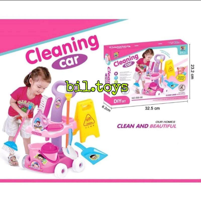 MAINAN ANAK EDUKASI CLEANING CAR DUS TROLI CLEANING CAR ALAT KEBERSIHAN LITTLE HALPER DOS