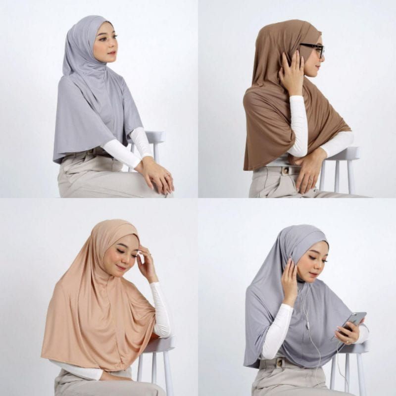 Hijab Instan Helma Bergo Lubang Telinga Masker / kacamata / Earphone