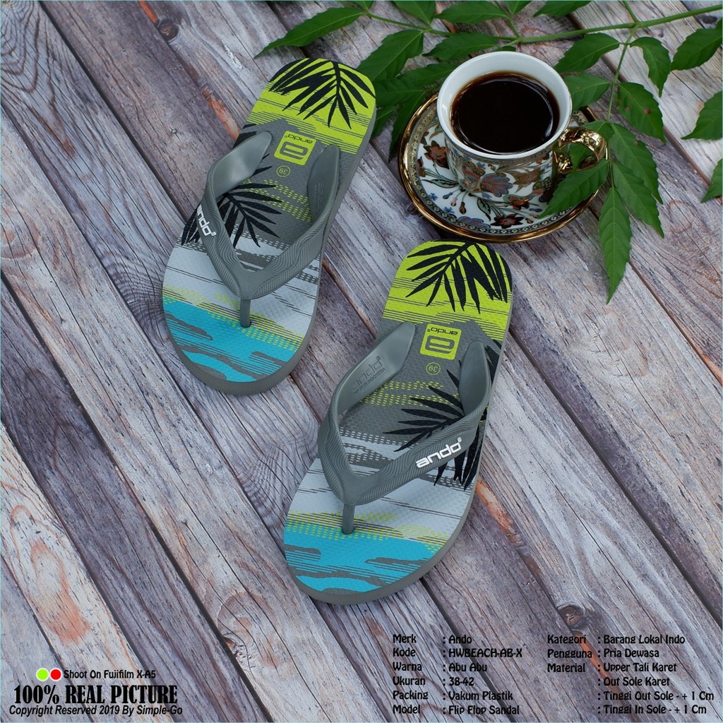  Ando  sandal  japit pria hawai beach 38 42 Shopee Indonesia