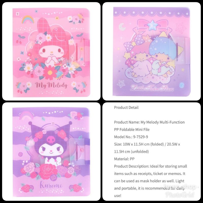 

Map File Folder Kecil Lipat Tempat Masker Multifungsi Sanrio My Melody Kuromi Little Twin Stars